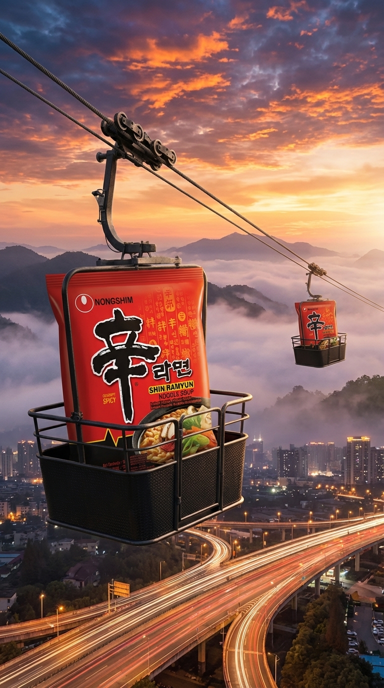 Cable Car Transit AI Product Photography with Epic Mountain City Cinematic Visuals