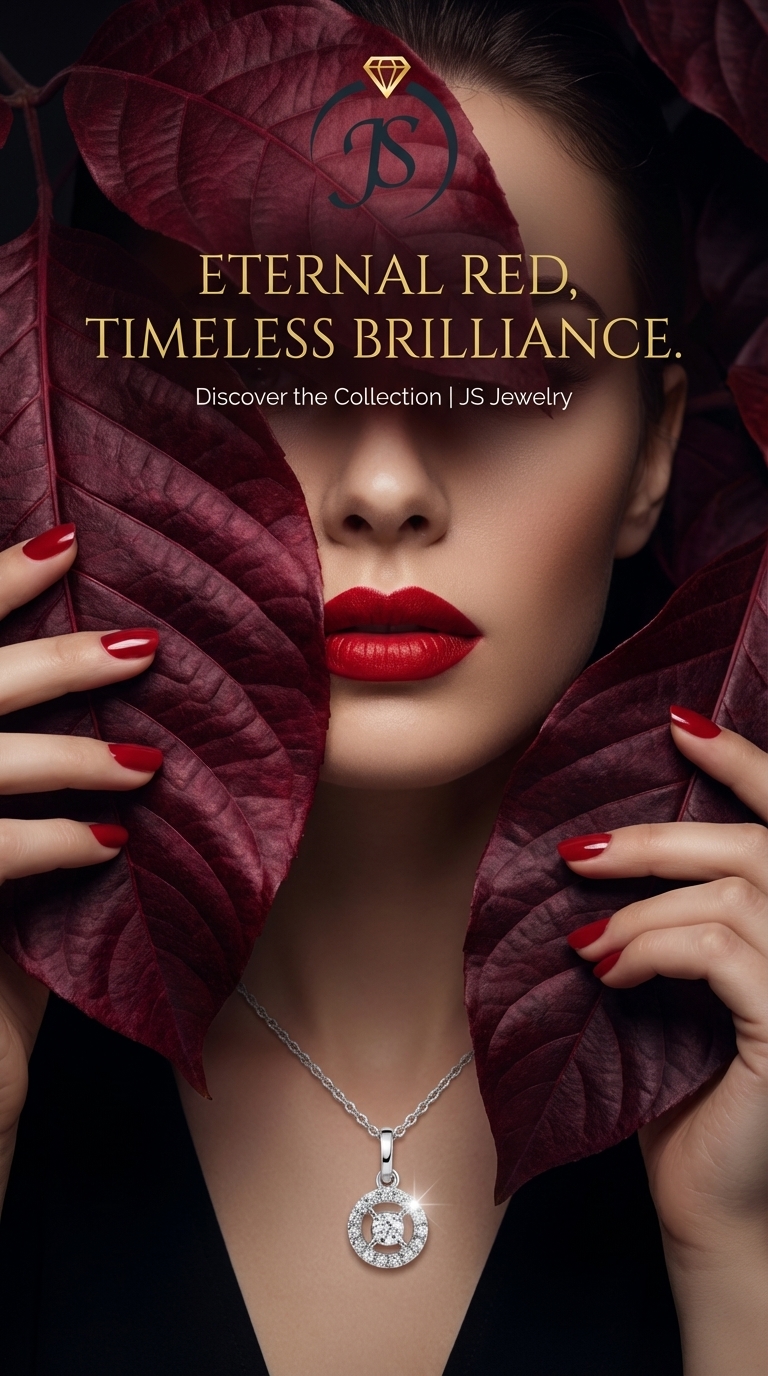 Crimson Elegance Jewellery Poster – Luxury Gold & Diamond Model Ad
