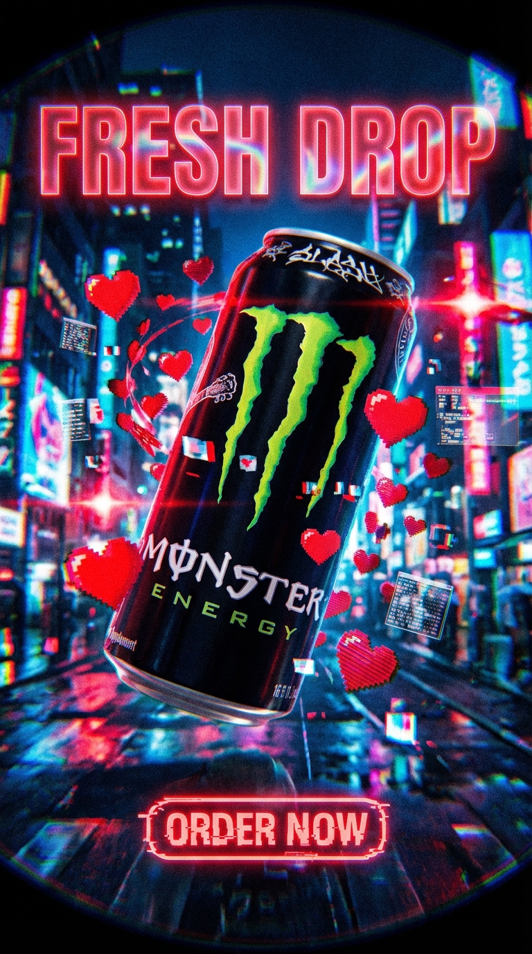 Cyber Glitch  AI Product Poster – Futuristic Neon Ad Promotion
