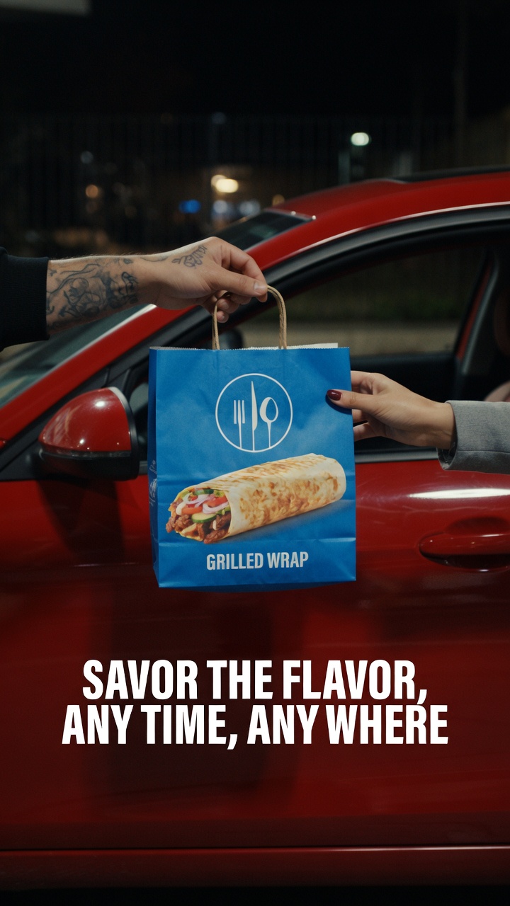 Drive-Thru Takeaway Bag  – Night Food Ad Creatives