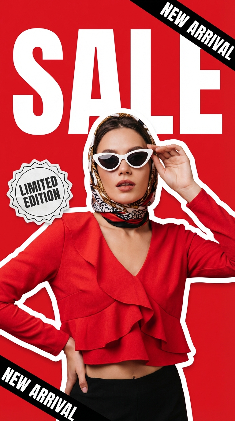Fashion Sale Poster bold in red