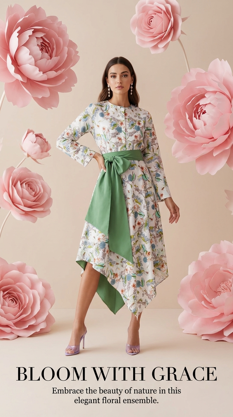 Floral Reverie Fashion AI Poster – Dreamy Clothing Display Ad