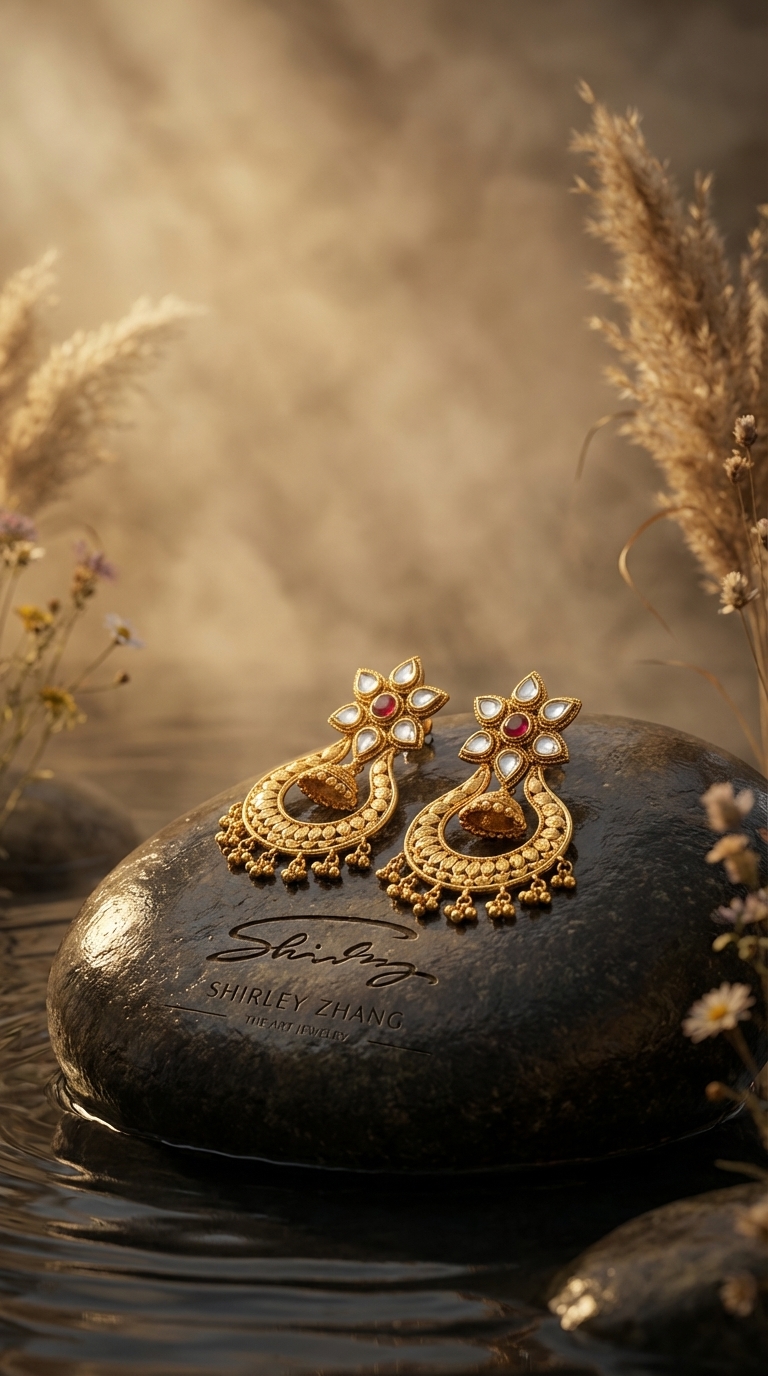 Golden River Stone Jewellery Poster – Luxury Gold Collection Ad