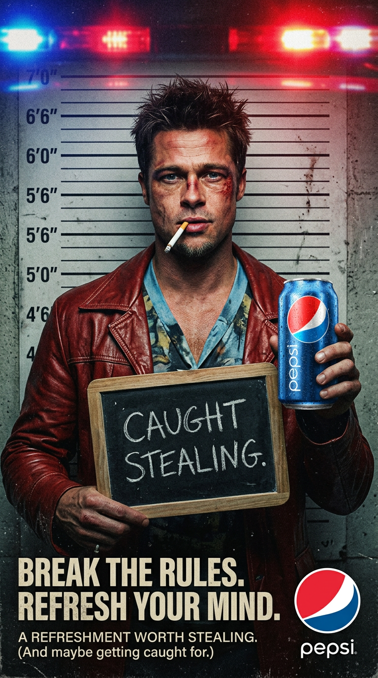 Fight club style caught stealing Ad