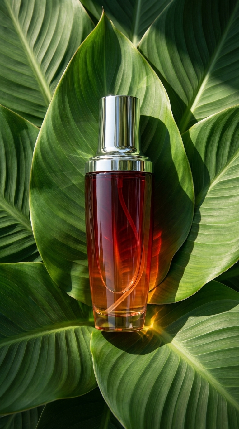 Lush Green Tropical Leaf Backdrop AI Product Photography– Editorial Studio Style