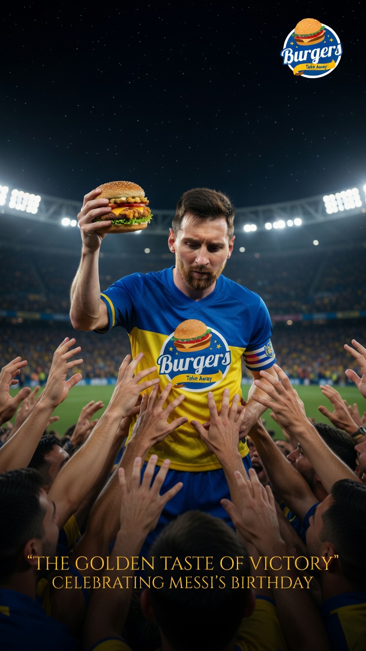 Messi Birthday Stadium Product Photography – Football Ad Creative