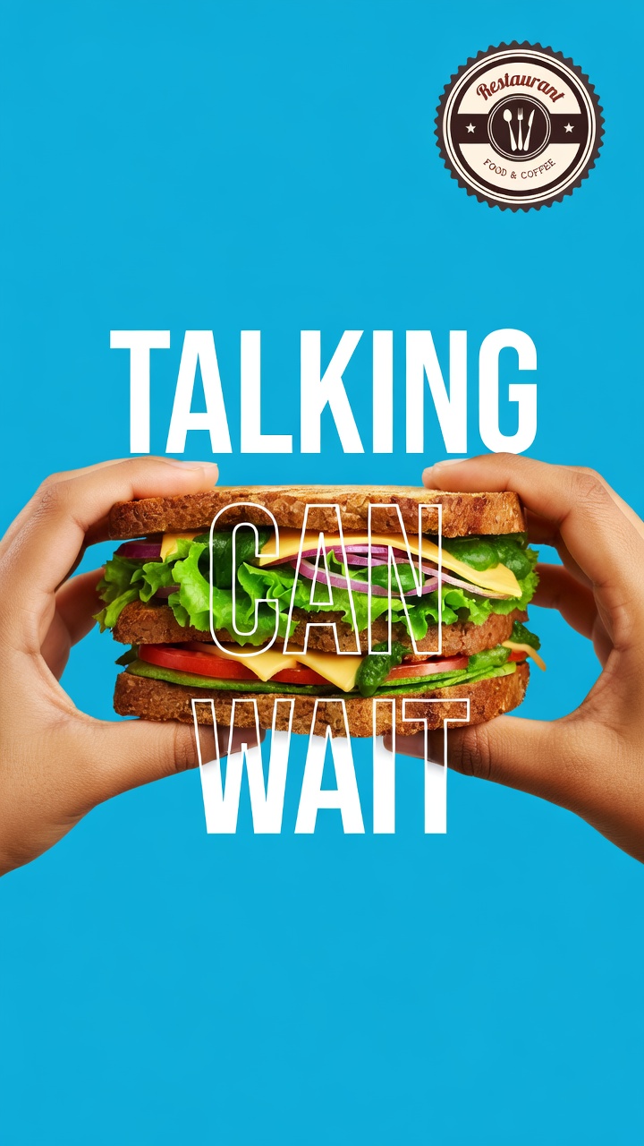 Minimal Cyan Food Product Poster – Handheld Commercial Ad