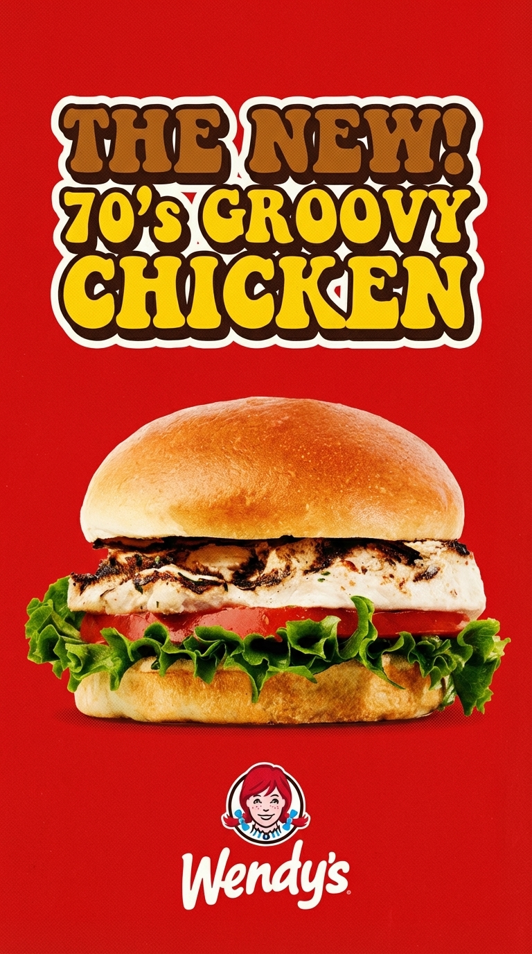 Retro Pop Food Ads – 70s Bubble Typography Brand Visual