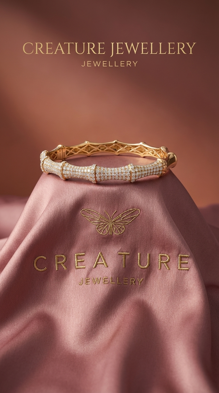 Silk Pedestal Jewellery Poster – Luxury Gold Collection Ad