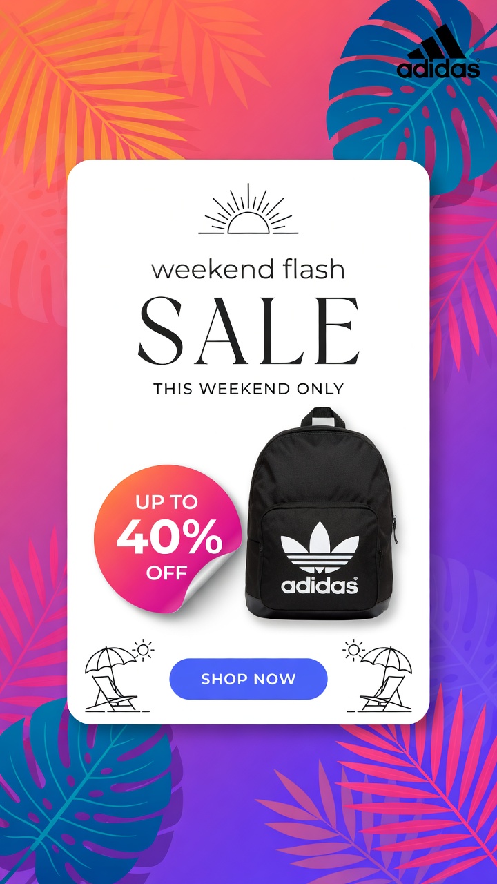 Tropical Weekend Flash Sale Flyer – Summer Promo Ad Creative