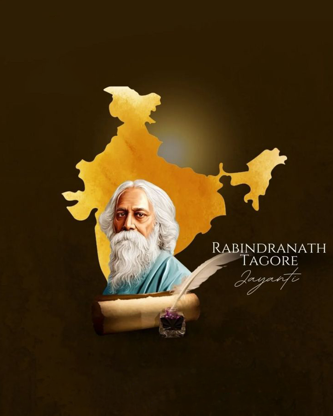 Rabindranath Tagore Jayanti Poster – Special Day  Greeting